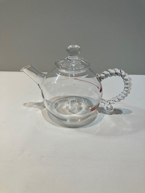 ⑩-4 急須 (後手)2人用 耐熱ガラス製 レッド