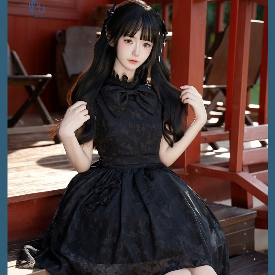 ゴスロリ｜フィッシュテール黒ワンピース（ブラック）アシメスカート