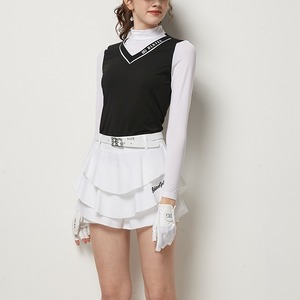 ハイネック　長袖トップス　日焼け防止　モノトーン