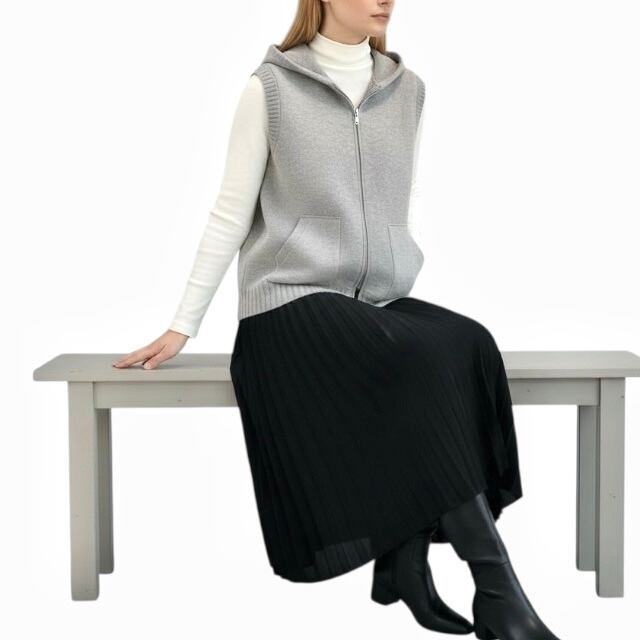 PUPULA ププラ ミラノコットンジャージィー×タフタ 切り替え ロング