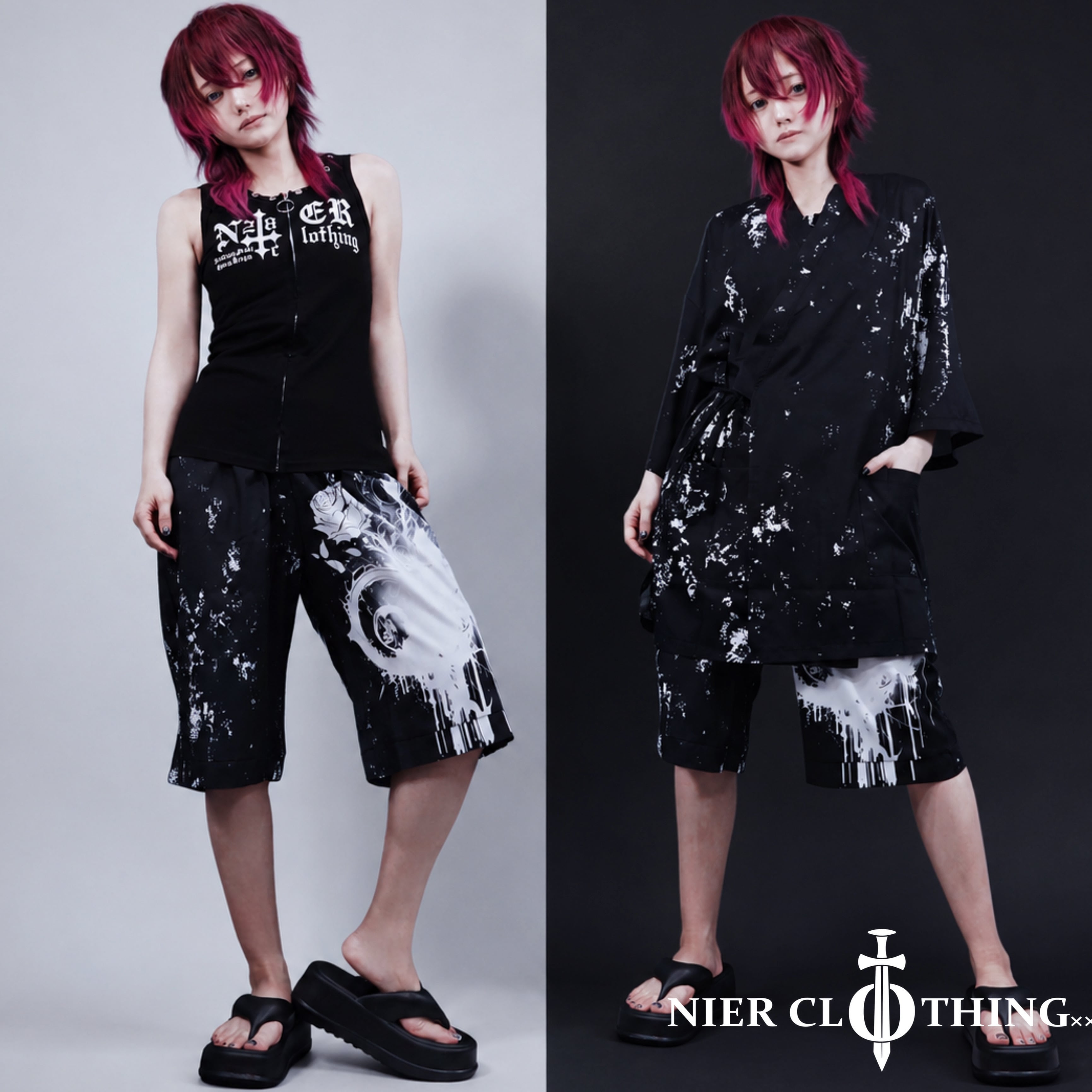 夏用甚平ハーフパンツ【和柄薔薇】 | NIER CLOTHING