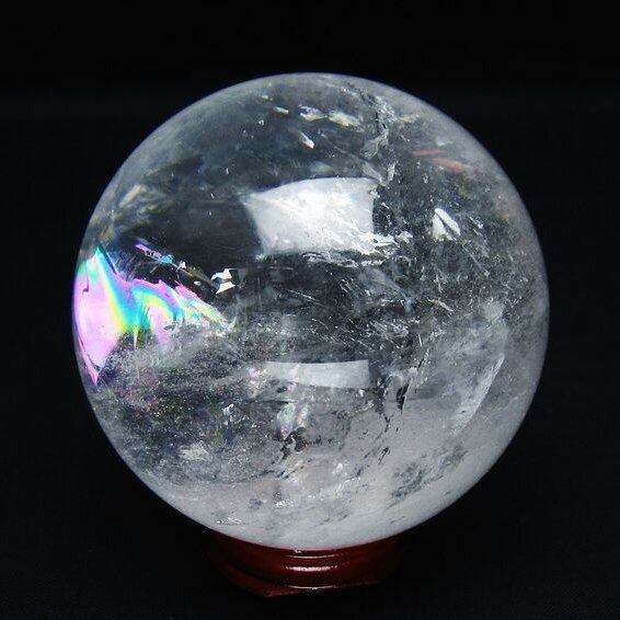 水晶 丸玉 虹入り 69mm スフィア 置物 水晶玉 一点物 151-8754