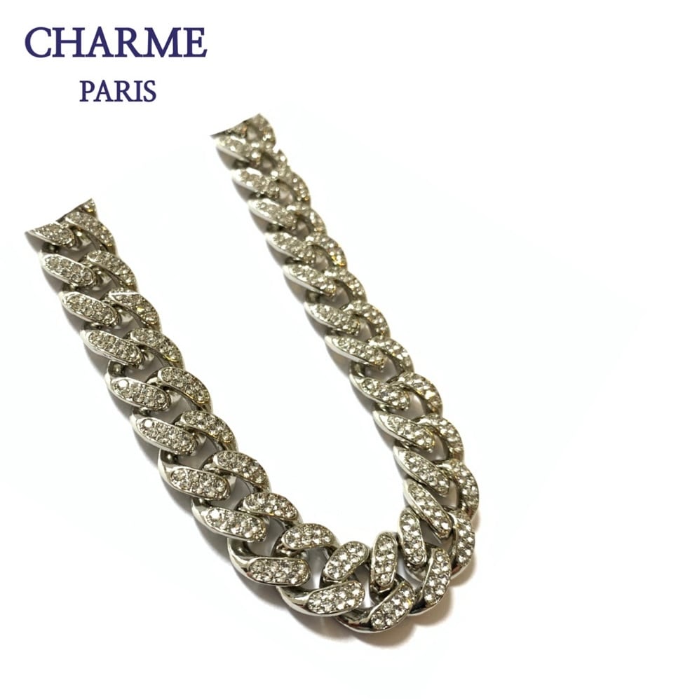 white gold coating cz diamond chain necklace