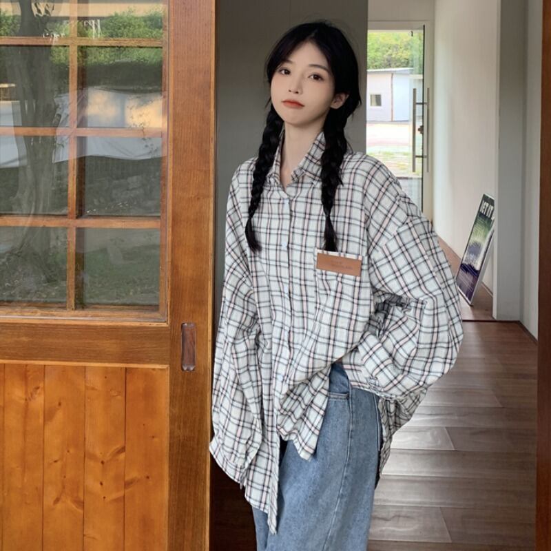 スタンダードシャツ 薄手ジャケット サマースプリングオータムブラウス レトロ 春物 夏物 秋物 萌量不足12168700568