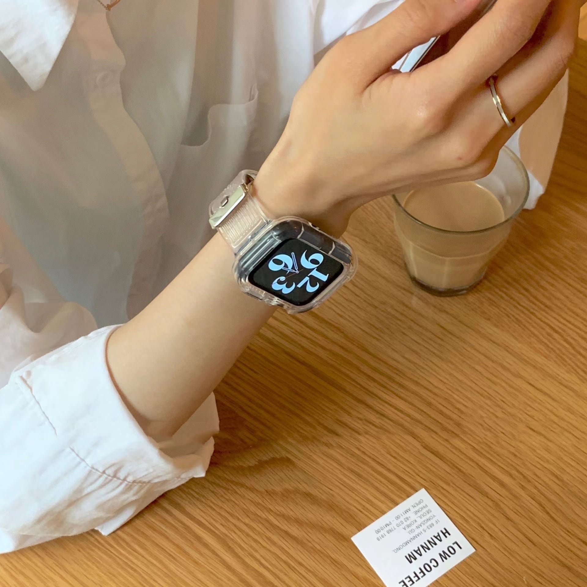 45mm Apple Watch クリア＋ローズゴールド　ケースバンド　ベルト
