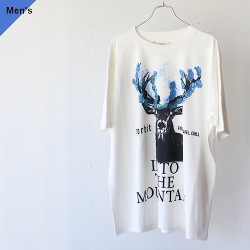 norbit バックシームプリントTシャツ 鹿 Back seam print t-shirt （White）