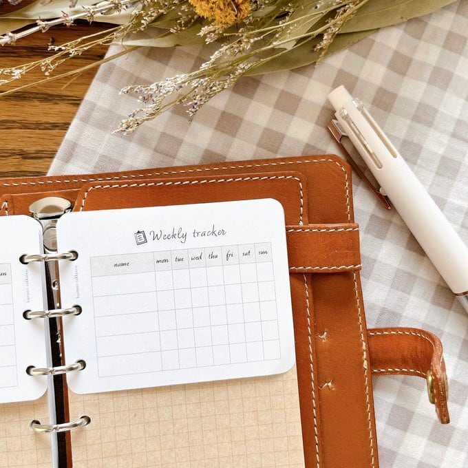 【はんぶんこリフィル上半分用】ミニ6サイズ/ウィークリートラッカー