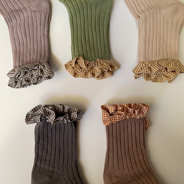 【即納】 check frill socks / milou's select