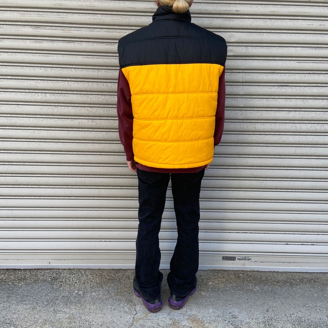 90s STARTER リバーシブル中綿ダウンベスト イエロー ブラック L