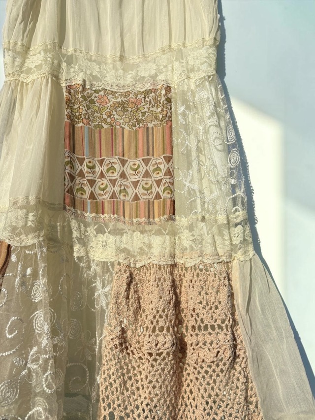 【LADIES】Patchwork Lace Cami Tunic - Free Size