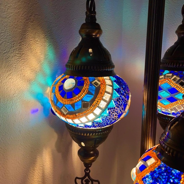 トルコモザイクランプ３灯スタンドランプ Led電球付 トルコランプ らんぷやさん