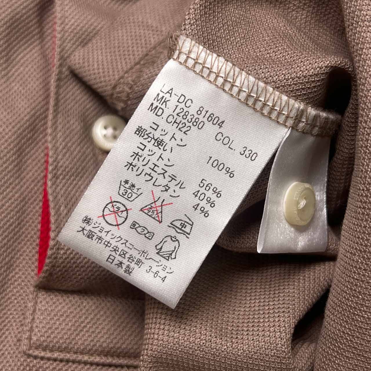 LANVIN COLLECTION ランバン ワンポイント 鹿の子 半袖 ポロシャツ M/モカ系 メンズ