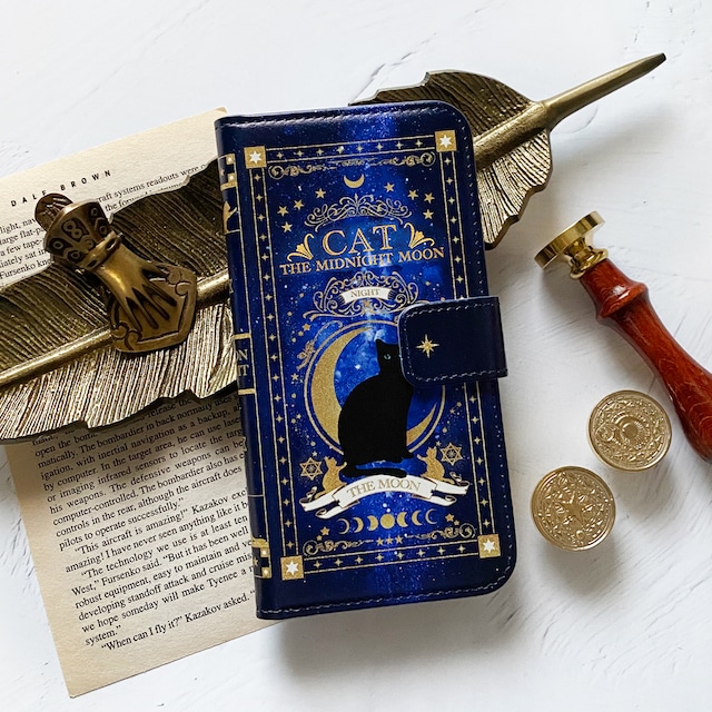 猫の魔導書 〜THE MOONLIGHT CAT〜 手帳型 iPhoneケース スマホケース 全機種対応