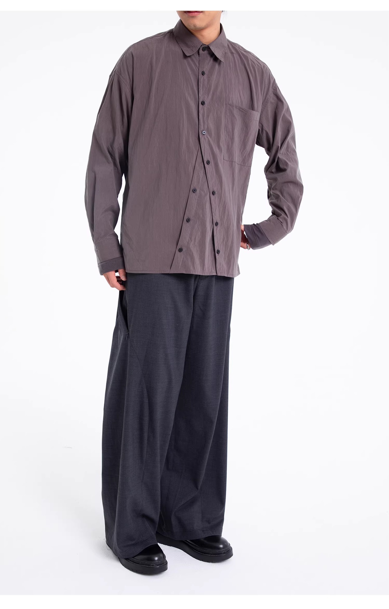 UNDERMINE Curved Placket Tencel Shirt