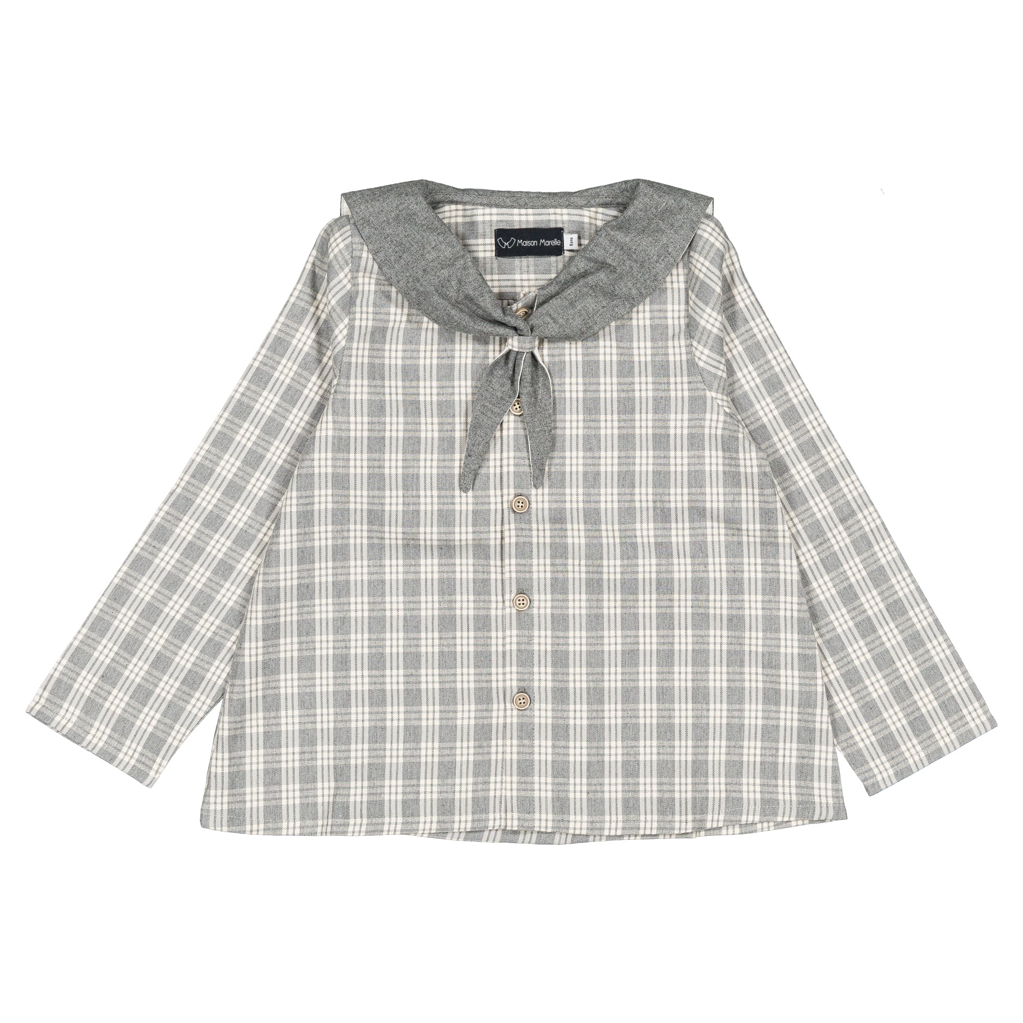 【予約・特典あり】Maison Marelle / Blouse MONGE- grey tartan / 6Y~12Y