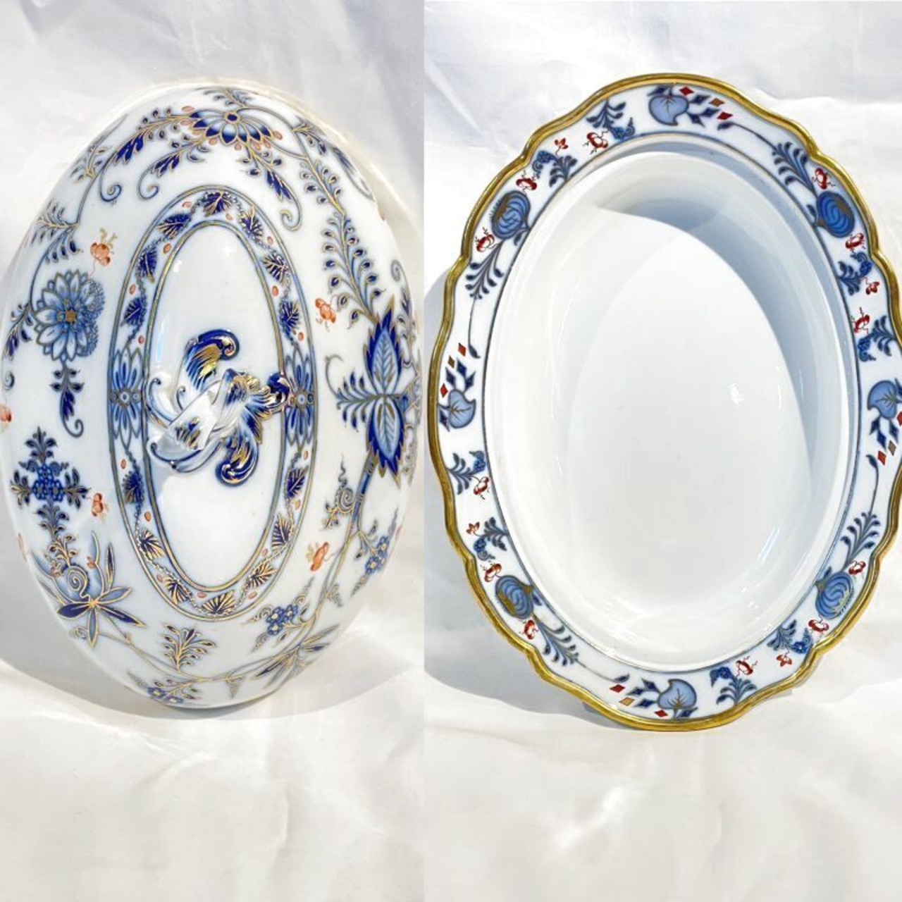 MEISSEN マイセン ブルーオニオン 朱金 金彩 キャセロール 