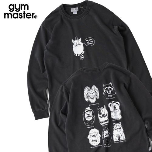 gym master ジムマスター 10oz ピグメントスウェット My hatits ロンTEE 長袖Tシャツ メンズ レディース コットン100% LOVE&PEACE クルーネック トップス G833772 チャコール