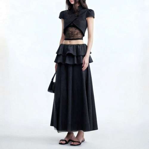 sheer tops long skirt set up / l0724