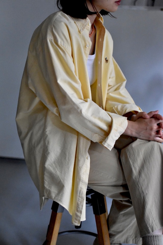 90's- "ralph lauren" "l/s B/D shirt" "YARMOUTH" "yellow"