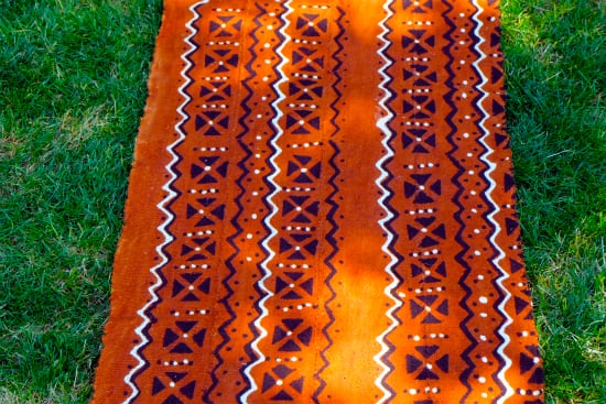 ボゴラン】 泥染め布 波×紋章 西アフリカ民族布 A001-0001-DSCF1933