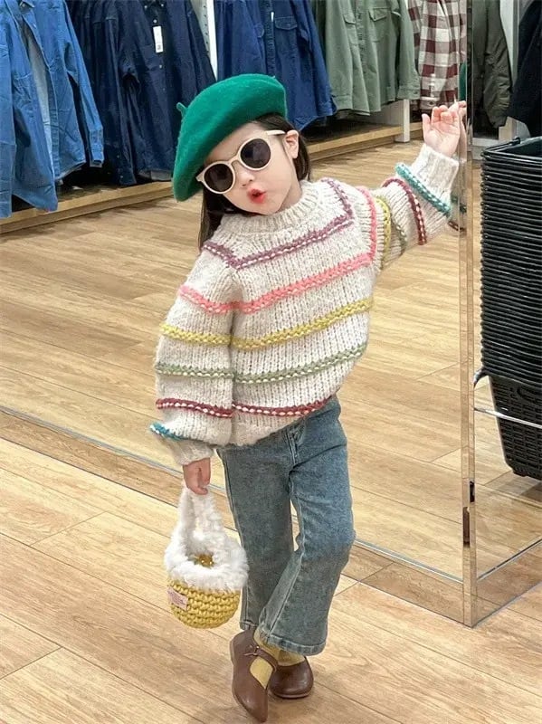 100~110cm カラフルボーダーニット