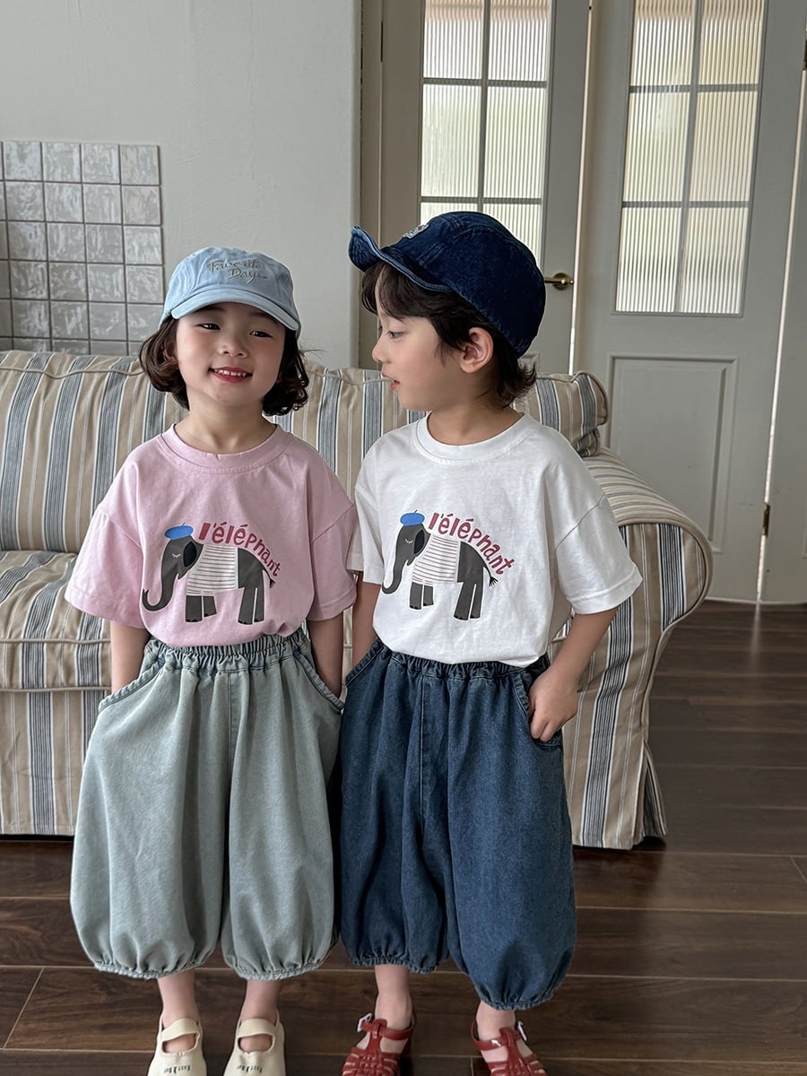 取寄》 エレファントTシャツ （ホワイト／ピンク／ベージュ） JIAY