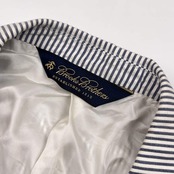 Brooks Brothers ブルックスブラザーズ ストライプ 背抜き 段返3B テーラードジャケット 42SHT/ホワイト×ブルー メンズ