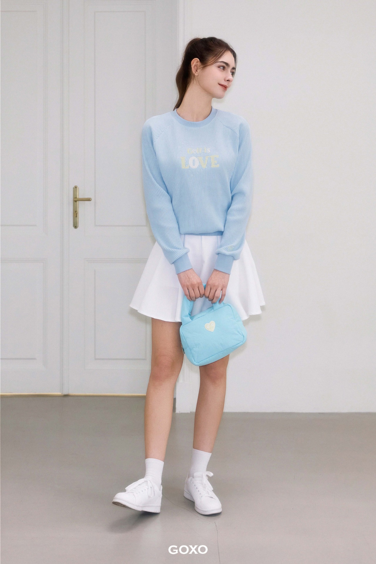 GOXO ゴーエックスオー ゴルフイズラブワッフルマンツーマンライト ブルー