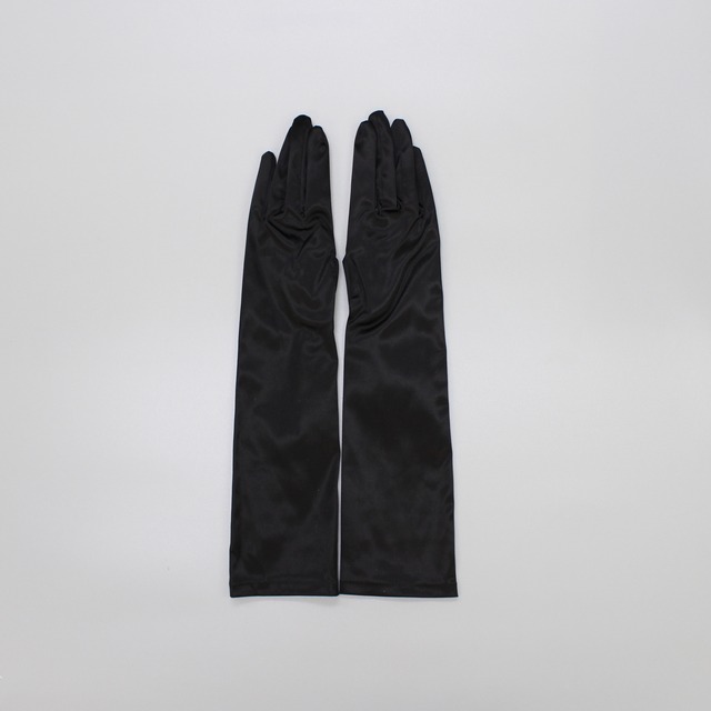 カラーフォーマル用　サテン40ｃｍ手袋　ブラック400-340