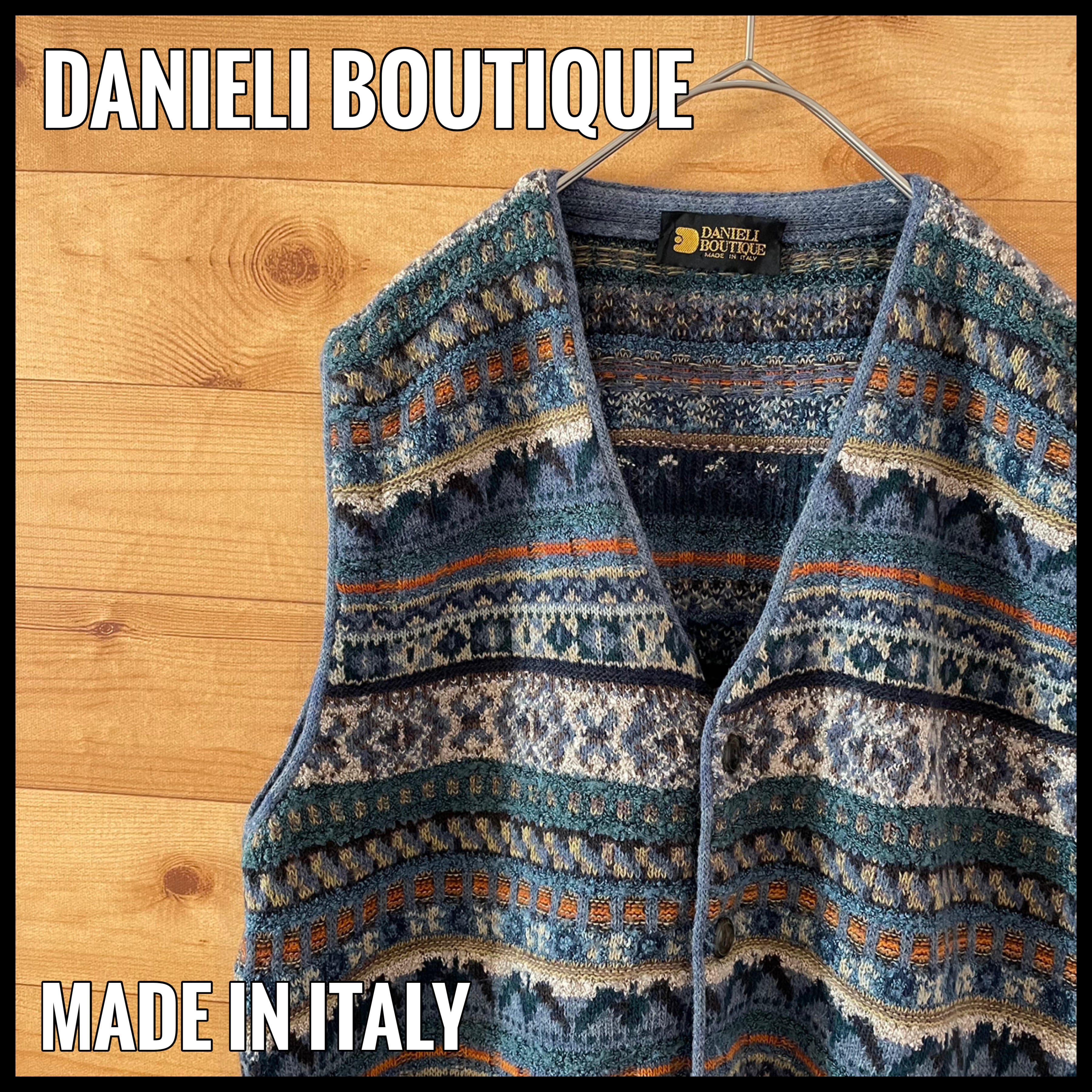 DANIELI BOUTIQUE】イタリア製 ベスト 前開き 総柄 オールパターン 柄