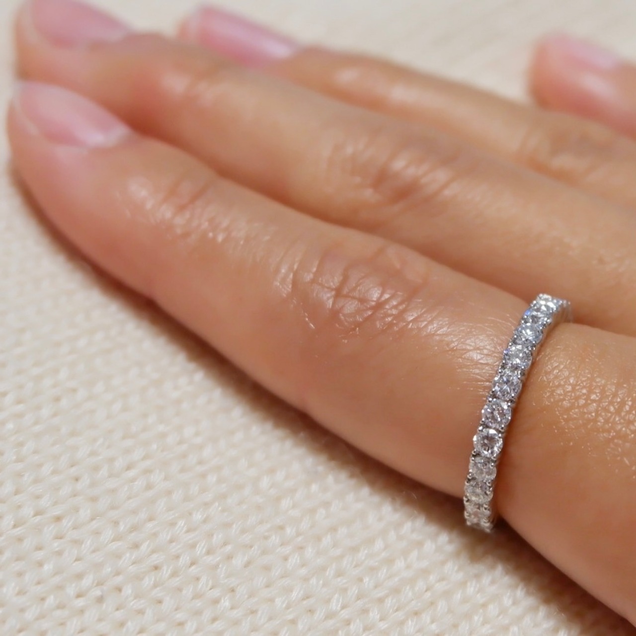 Pt900 ダイヤモンド 1.05ct リング エタニティ ハーフエタニティ 12.3  