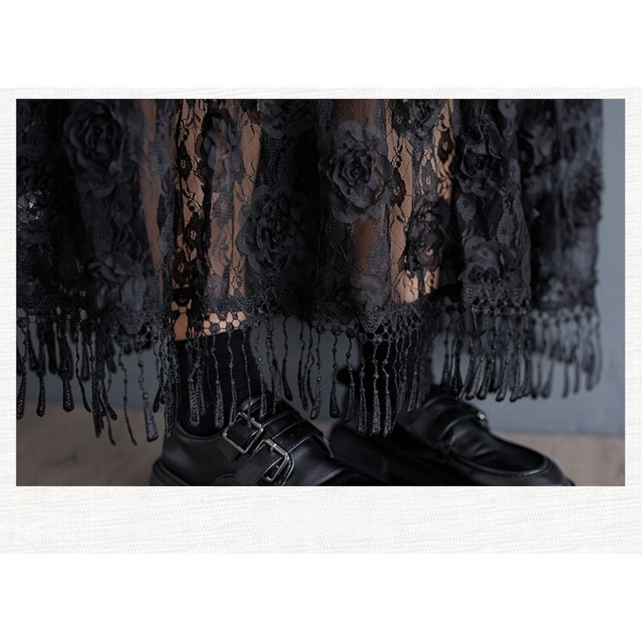 レース切替 サスペンダースカート 00114