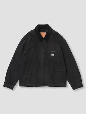 VOWELS CORD COLLARED ZIP UP BLACK VO-26SS-OW065