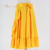 ダンス衣装 社交ダンス レディース レッスンウェア イエロー系 スカート 練習着 Fashionα ファッション アルファ 黄色 無地 山吹色 フリル フリルスカート 巻きスカート 巻き風 パーティー衣装 ラテンダンス フラメンコ 競技 ダンスレッスン 発表会 目立つ ブライトカラー カラースカート ボリューム ウエストひも レディース用 コーデ ステージ衣装 衣装 ステージ映え 黄色系 スカート単品 LL サイズ感 大人可愛い 動きやすい系 イエロー系ワンピース風 フレア フレアスカート スカート丈短め