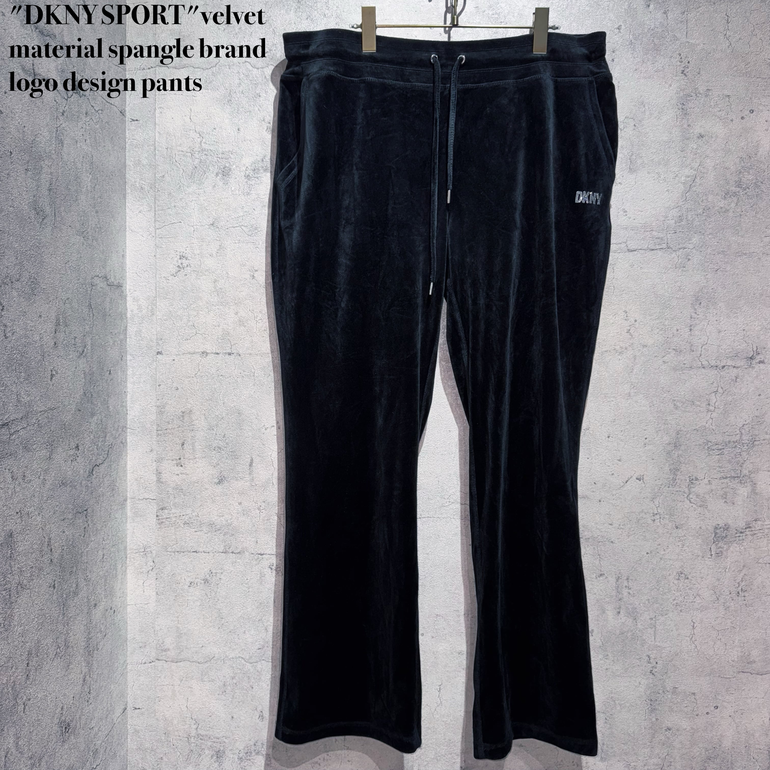 "DKNY SPORT"velvet material spangle brand logo design pants