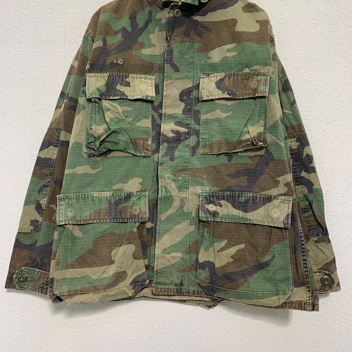 ミリタリー ジャケット S 迷彩 カモフラ カーキー ポケット 古着卸