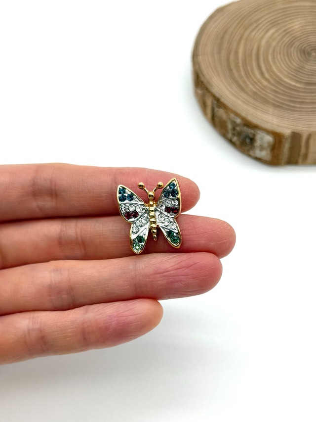 Vintage brooch | ♭18 | トリコロールなちょうちょの ヴィンテージブローチ