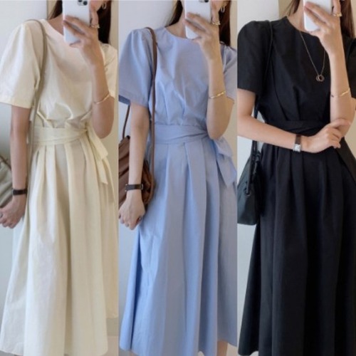 ロングワンピース レディース 半袖 夏新作 ワンピース 夏 ウエストリボン 体型カバー 20代 30代 お呼ばれ ドレス ロング丈 ミモレ丈 春夏ワンピース ロングワンピース レディース 半袖 夏新作