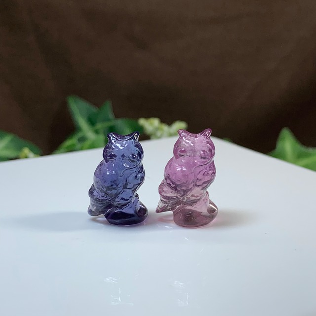 7.可愛いペア･小さいフローライトふくろう