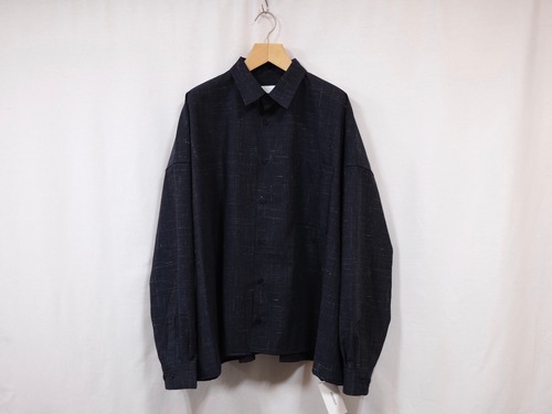 WHOWHAT”5X SHIRT<SHORT LENGTH>Black Wool/Linen”