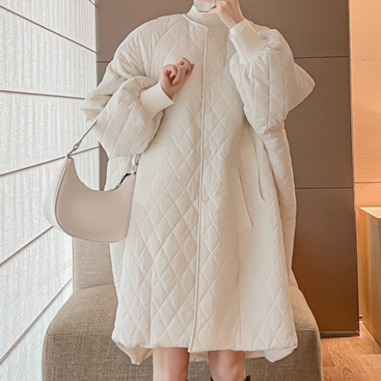 キルティング袖バルーンコート A0226