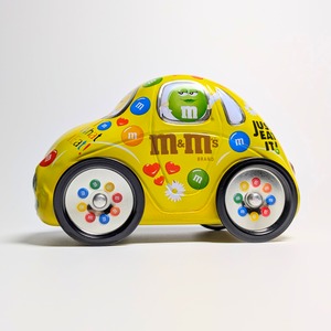 ☆ VINTAGE 90' ☆【 m&m's（ エムアンドエムズ ）】 『 バレンタイン 』ティン缶 ワーゲン風 / VINTAGE / ビンテージ 〚アメリカン雑貨 アメトイ〛