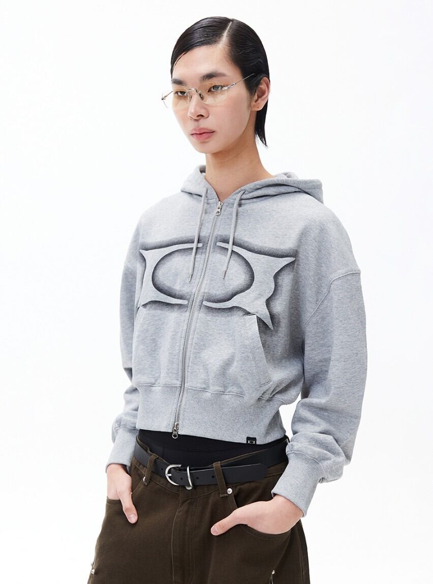 ★ハンソヒ★CRITIC★送料込★CROP WORMHOLE LOGO HOODIE ZIP-UP ☆ハンソヒ 着用!!【CRITIC】CROP WORMHOLE LOGO HOODIE ZIP