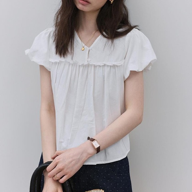 puff sleeve gathered blouse
