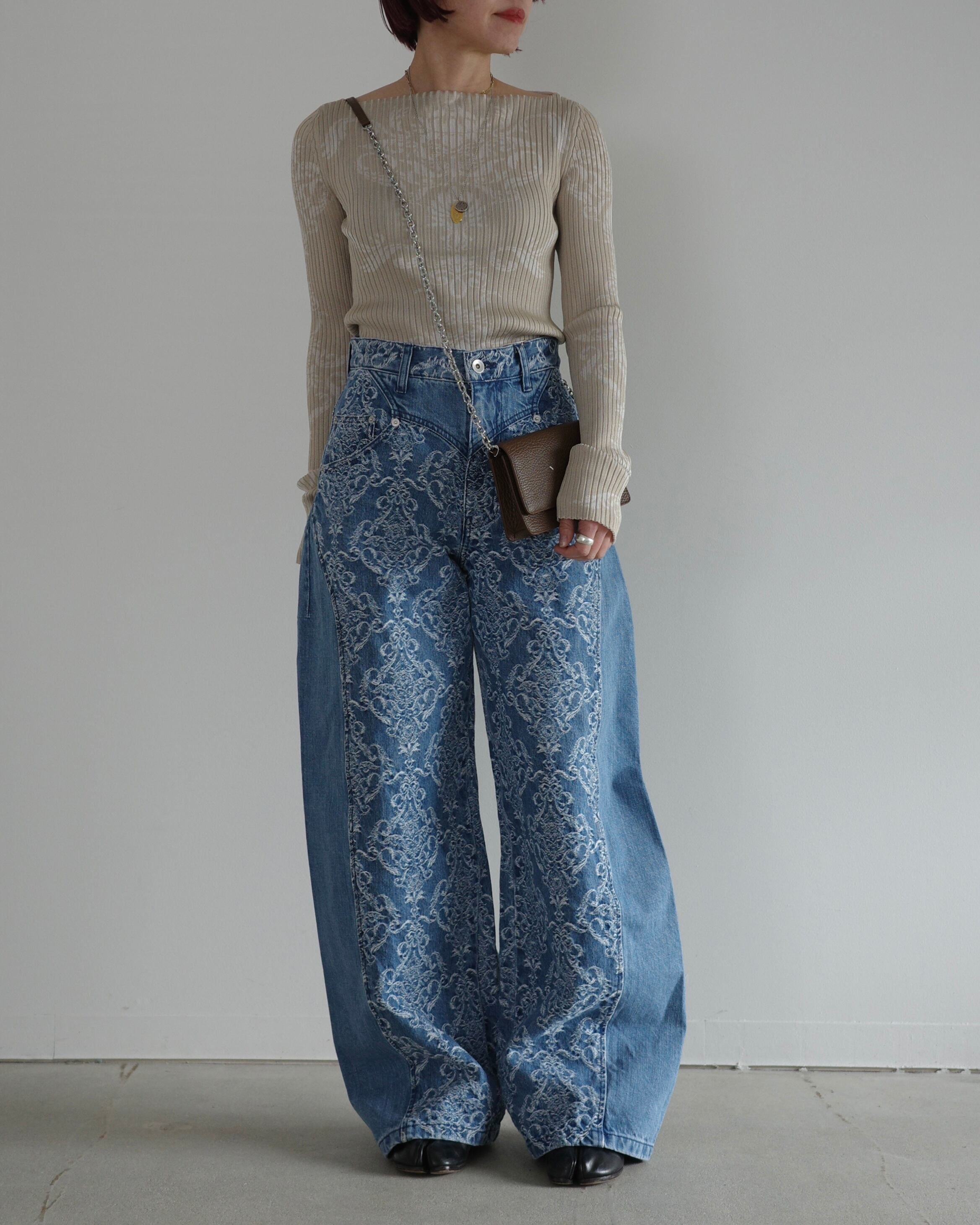 FETICO / DAMASK PATTERN RIB KNIT TOP | LA VILLA ROUGE