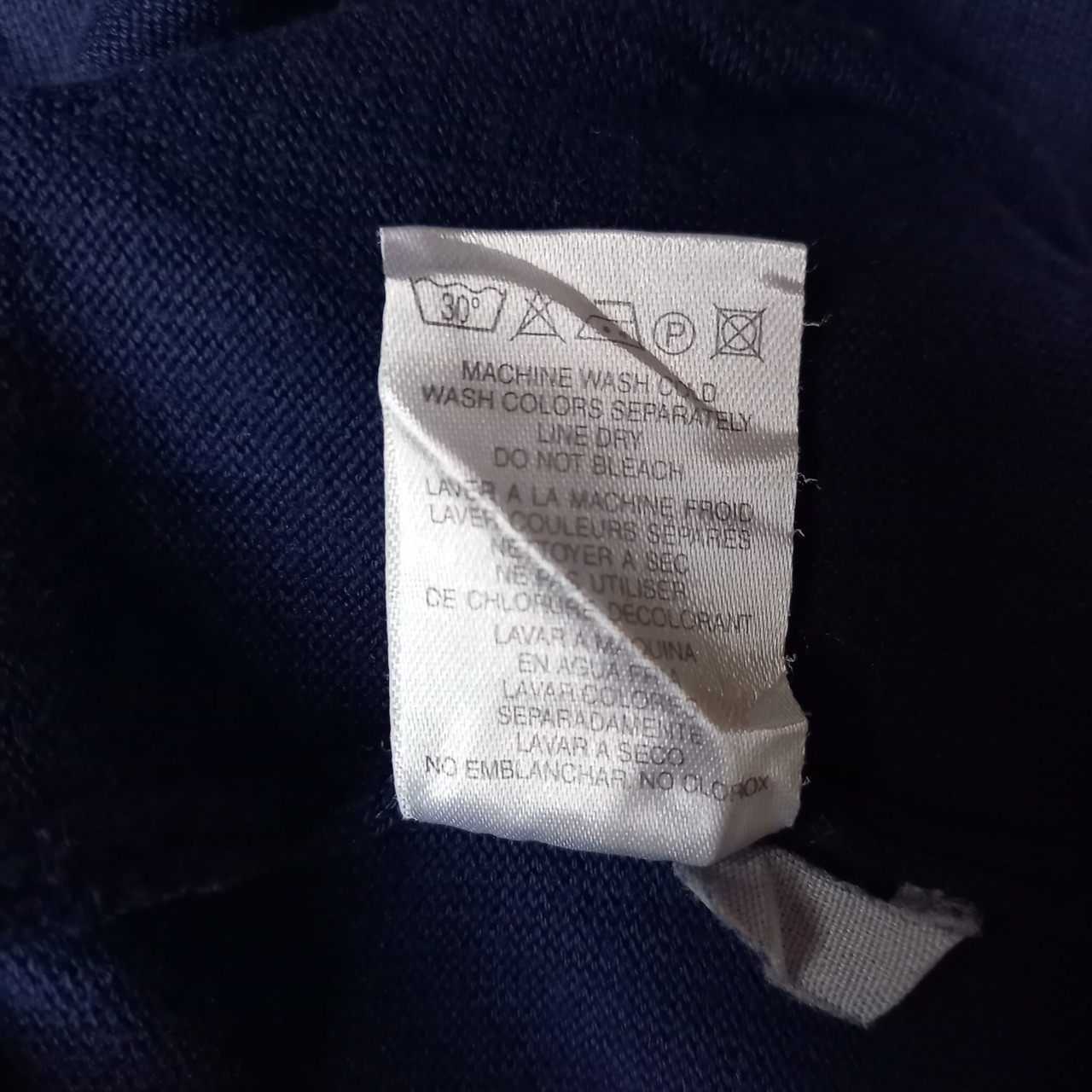 イタリア製　PER ME UOMO　モックネック　コットンニット　セーター　無地　薄手　ストライプ　ネイビー　M