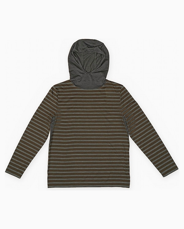 バックメッシュ・アクティブメリノ・フーディ Gray×Brown Border