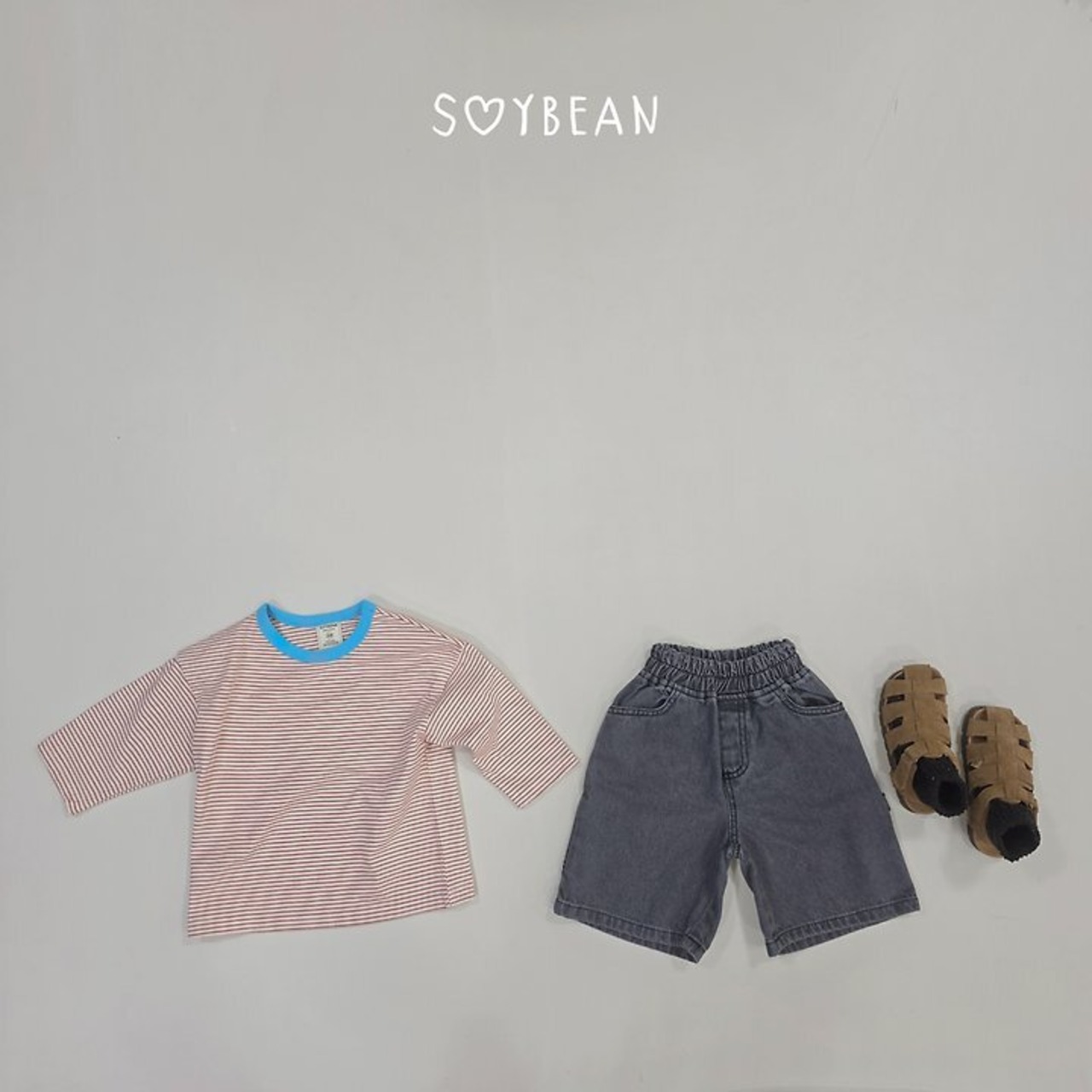 【取寄】SOYBEAN ボーダーカラーTシャツ|秋服|韓国子供服| 26/AT