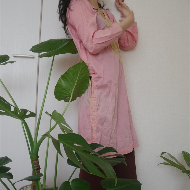 sheer pink ethnic dress