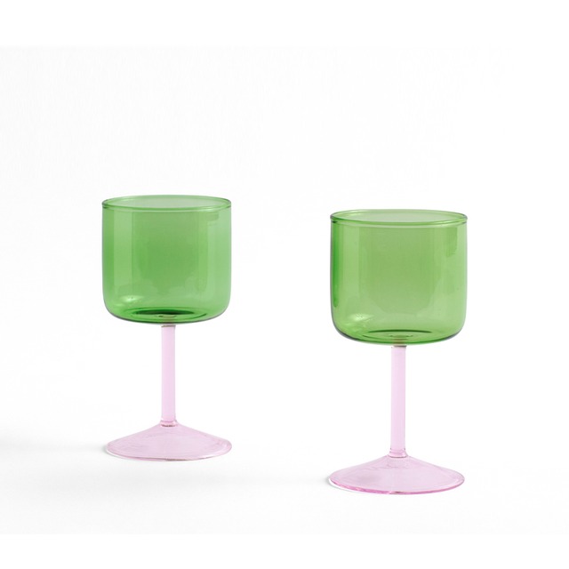 TINT WINEGLASS SET OF 2 Green & Pink［ HAY ］